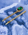 Emerald Crystal and Diamante Bobby Pin Set