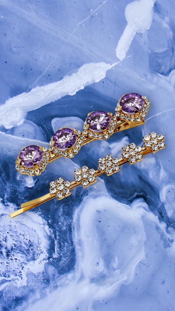 Amethyst Hair Clip and Square Cross Bobby Pin Set – Barrette  display picture 1