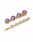 Amethyst Hair Clip and Square Cross Bobby Pin Set
