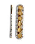 Golden Opalescent Hair Clip and Diamanté Bobby Pin Set