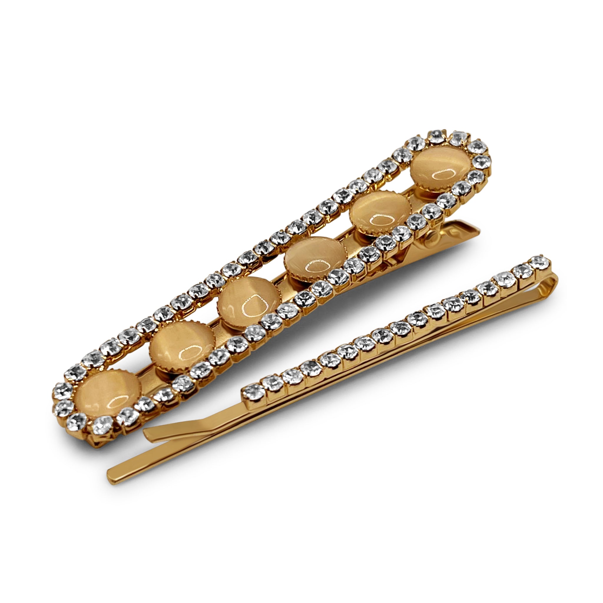 Golden Opalescent Hair Clip and Diamanté Bobby Pin Set – Barrette