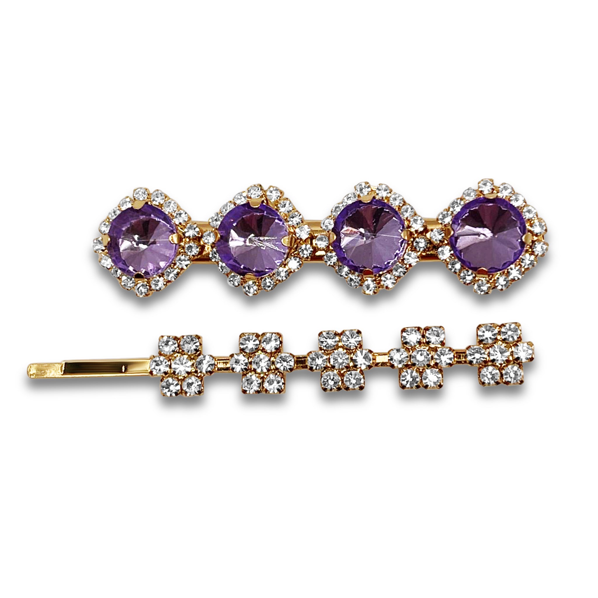 Amethyst Hair Clip and Square Cross Bobby Pin Set – Barrette 