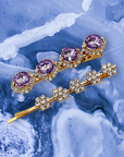 Amethyst Crystal Hair Clip and Square Cross Bobby Pin Set