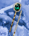 Emerald and Diamante Bobby Pin Set